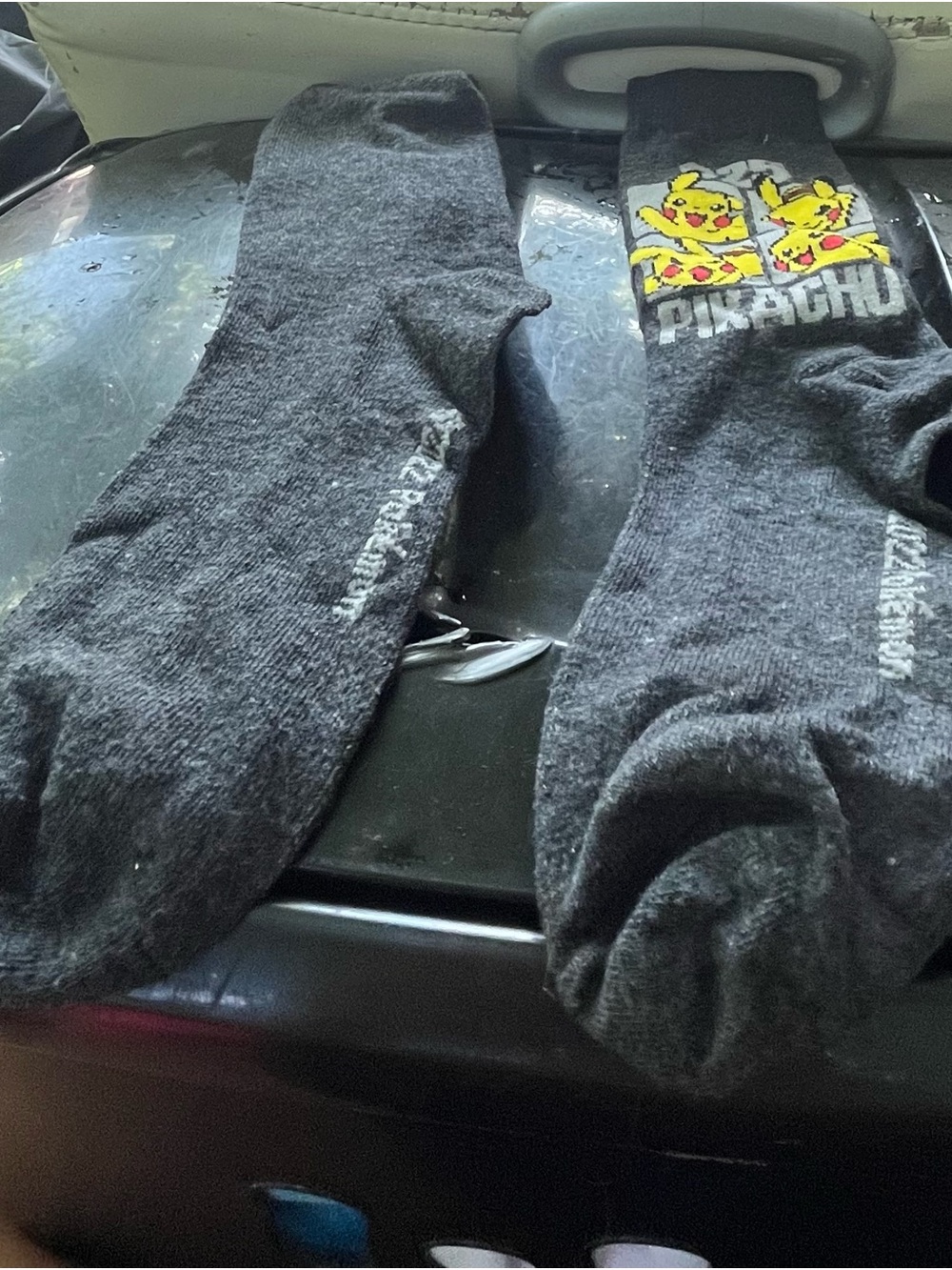 Pikachu Graphic Crew Socks - Charcoal Gray